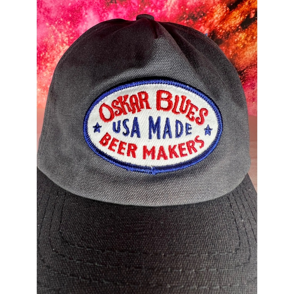 Oskar Blues Brewery Snapback Hat Gray USA Made Beer Makers Patch Trucker Cap